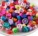 10mm smiley face beads, rainbow smiley beads, polymer clay beads, beads for kids, craft beads, jewelry making beads 