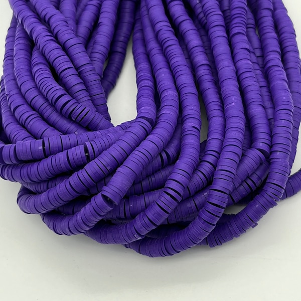 6mm,8mm  vinyl Heishi beads, Blue Violet, polymer clay beads, jewelry making beads , bracelet beads stretchy bracelets