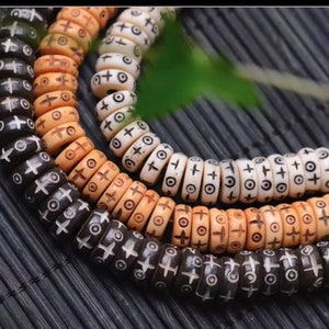 8mm Natural carved White Ox Bone beads, heishi saucer beads, bone beads, Rondelle beads, jewelry making beads, 20 beads per strand