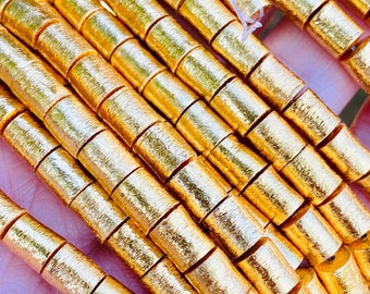 Drum 4mm, 6mm, 8mm, 10mm Brushed Gold drum beads, gold spacer beads silver  bracelet beads jewelry beads 5 beads per pack