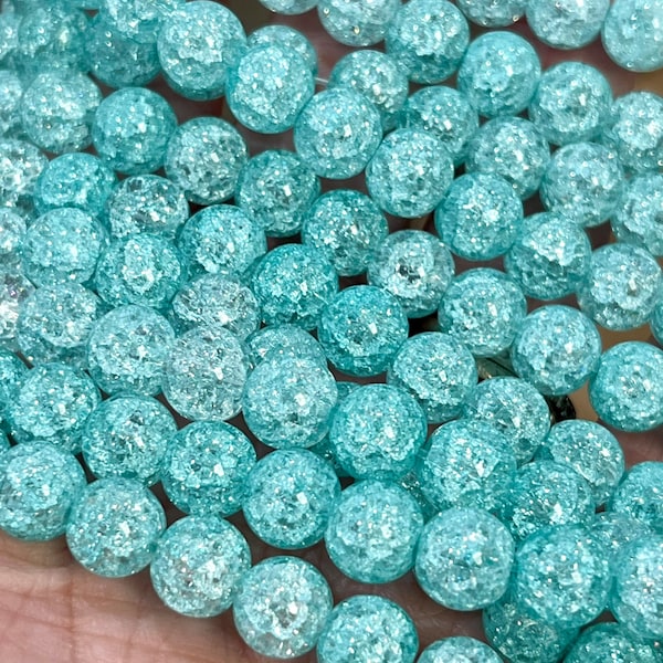 6mm, 8mm Crackle Quartz, pale Turquoise, jewelry beads, Quartz jewelry beads, bracelet beads, aqua blue beads, jewelry making beads