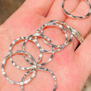 22mm silver and gold wavy link connectors bracelet connectors hammered links circle links 5 links per pack, bracelet links