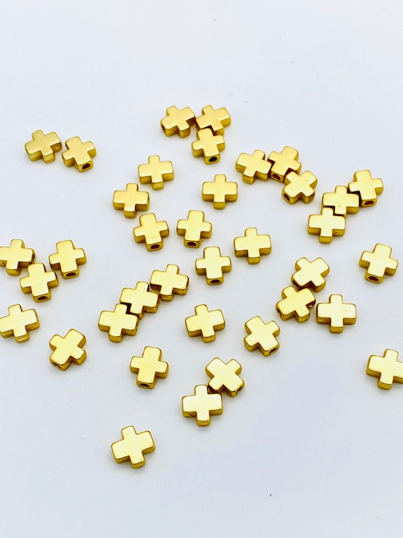 100 Pcs Gold Cross Spacer Beads Crucifix Gold Plated Spacer Beads Small  Antique Metal Cross Beads for DIY Craft Jewelry Making Findings Handmade