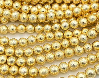 14k Brushed light gold plated beads,6mm, 8mm, 10mm, 12mm light gold beads, gold spacer beads, bracelet beads, gold ball accents