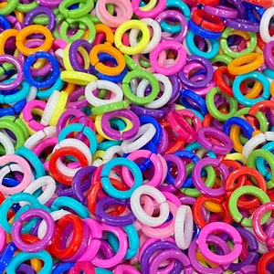 17mm link connectors, quick links, acrylic links, rainbow beads, bracelet links, chain links, bracelet chain links