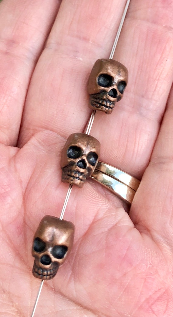 Copper beads skull beads 12mm beads jewelry making beads Etsy