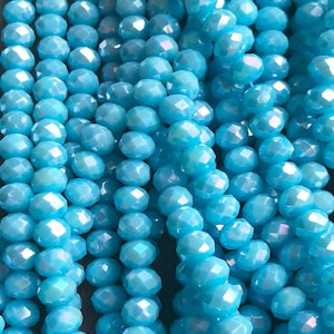 4mm,6mm, 8mm Skyblue Glass beads, faceted glass beads, Electroplate beads, jewelry beads, bracelet beads jewelry making beads