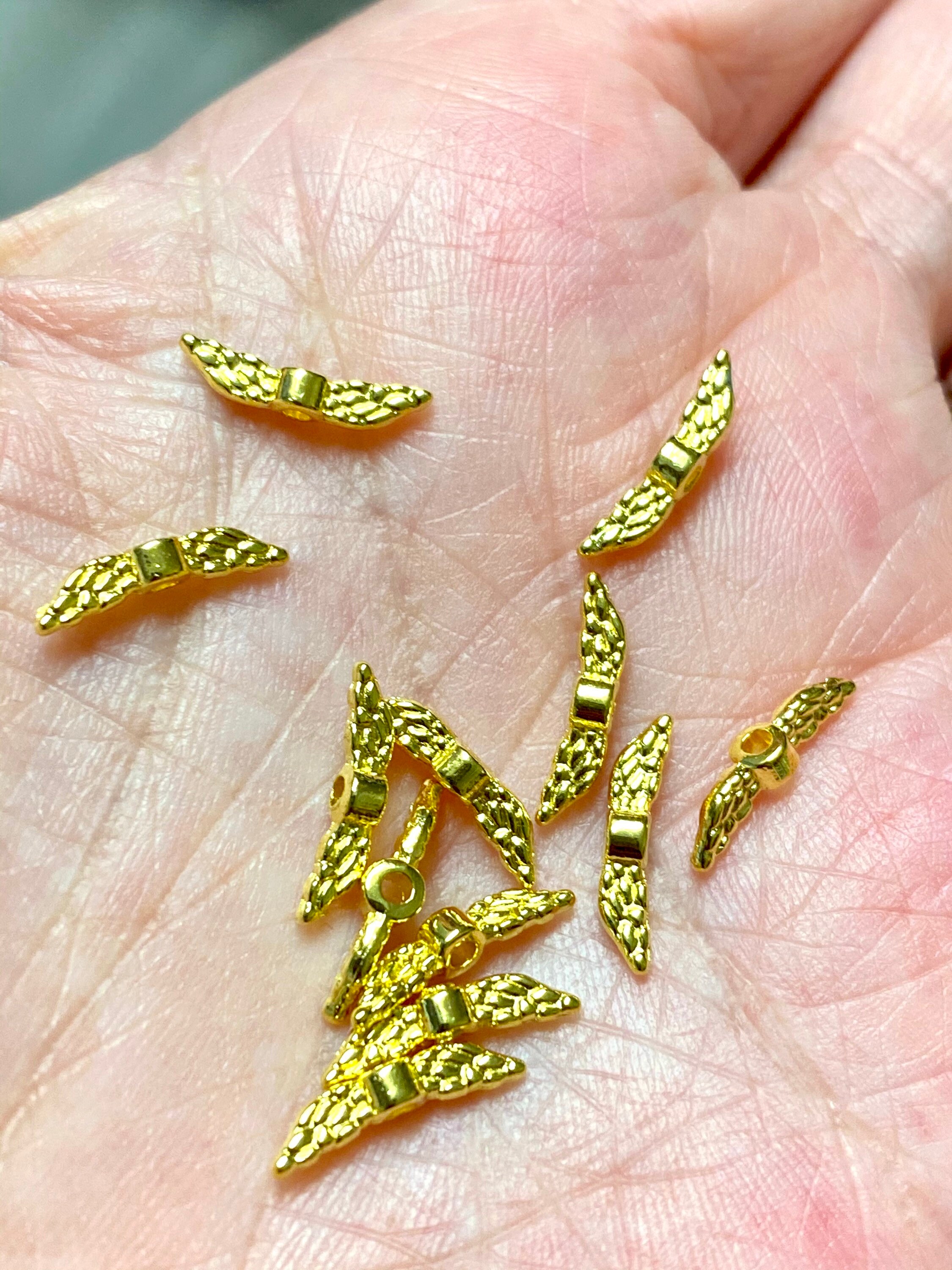 12mm Long Angel Wing Beads Gold Wing Beads Angel Wings - Etsy UK