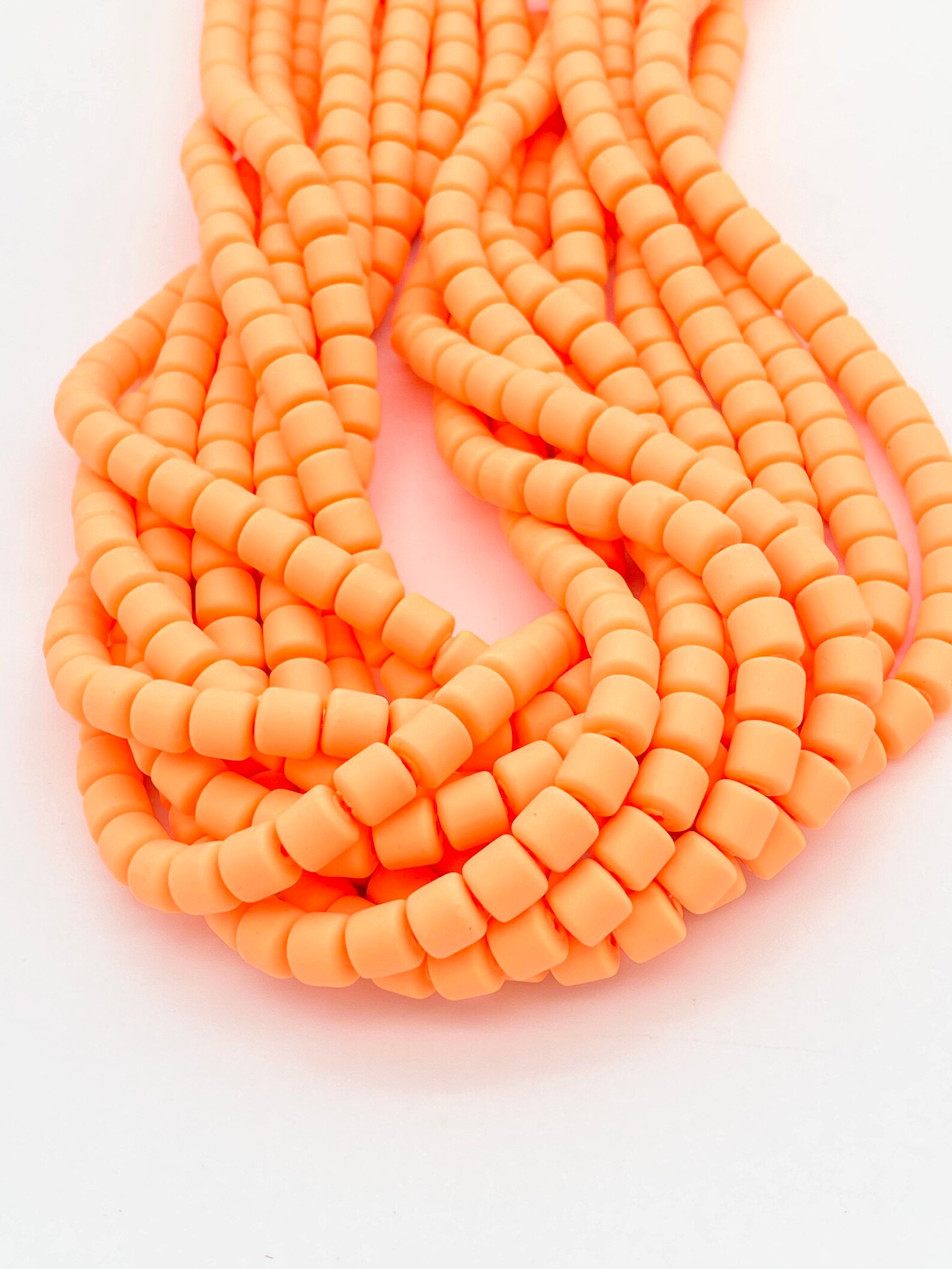 6mm Polymer Clay Beads Tube Shaped Beads Rainbow Beads Etsy