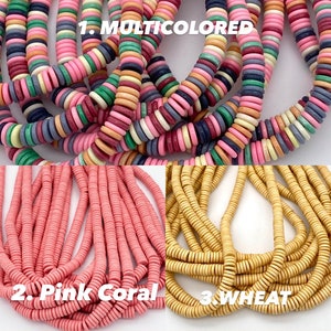 6mm, 8mm Heishi stone beads, bracelet beads, boho style beads, ceramic stone beads, 25 beads per pack