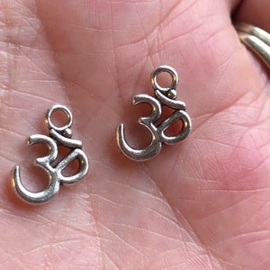 double sided Yoga charms Tibetan style Ohm jewelry charms silver jewelry charms charm bracelet jewelry making 10 charms per pack