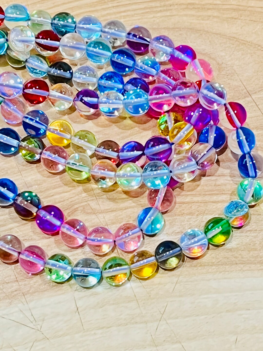 6mm, 8mm, Aura Crystal Glass Beads, Bracelet Beads, Cat Eye Beads