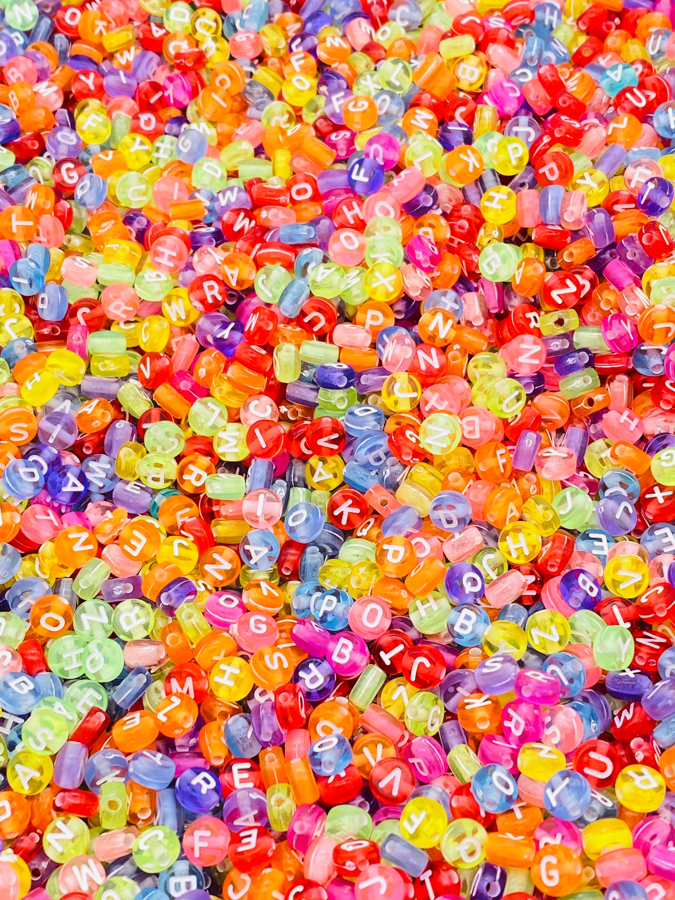 7mm Alphabet Beads Rainbow Alphabet Beads Transparent Beads Etsy