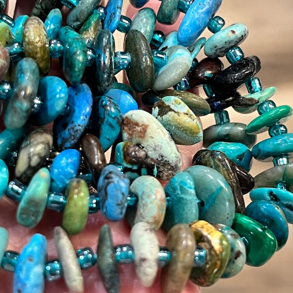 Chrysocolla gemstone, lapis gemstone nugget beads, chip beads, focal beads jewelry making beads stretch bracelets