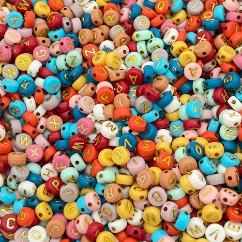 500 Glitter Alphabet Beads 7mm Acrylic Letter Beads Etsy
