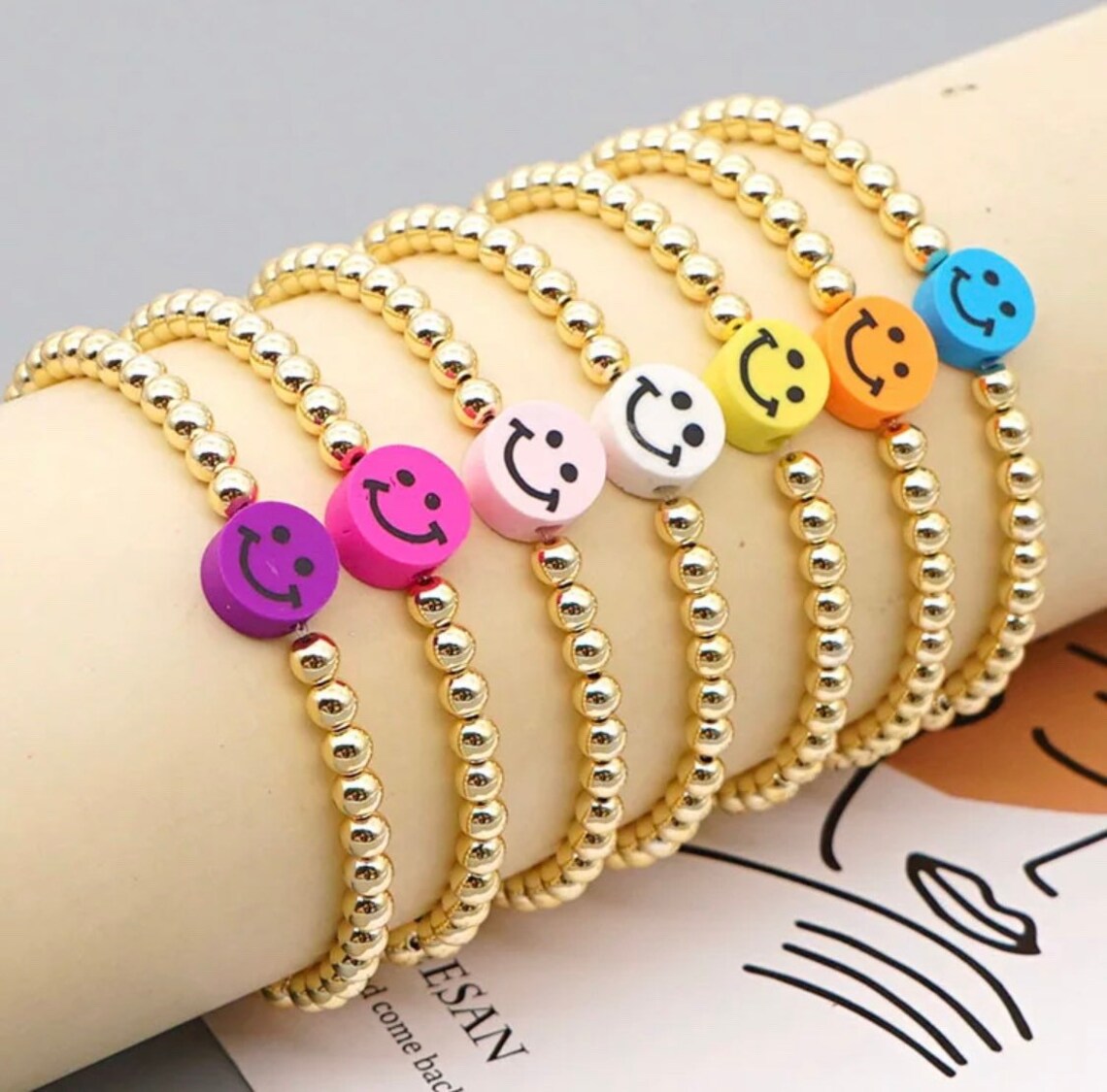 10mm Smiley Face Beads Rainbow Smiley Beads Polymer Clay Etsy UK