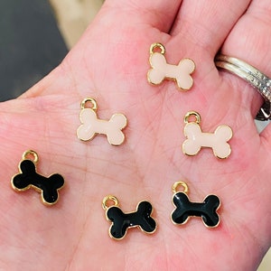 Emaille Charms, Hundeknochen Charms, Haustier Charms, Gold Emaille Charms, Bettelarmbänder, Schmuck Charms