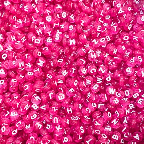7mm Acrylic Alphabet Beads Fuchsia Color Letter Beads Beads Etsy