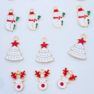 Christmas charms, bracelet charms, snowman charms, enamel charms, charm bracelets, jewelry charms, reindeer charms