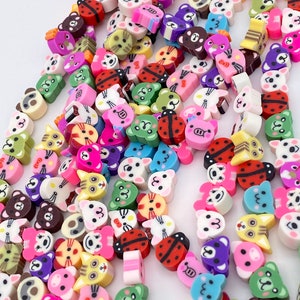 10mm animal shaped beads polymer clay beads vinyl beads bracelet beads stretchy bracelets beads for kids approximately 40 beads per strand