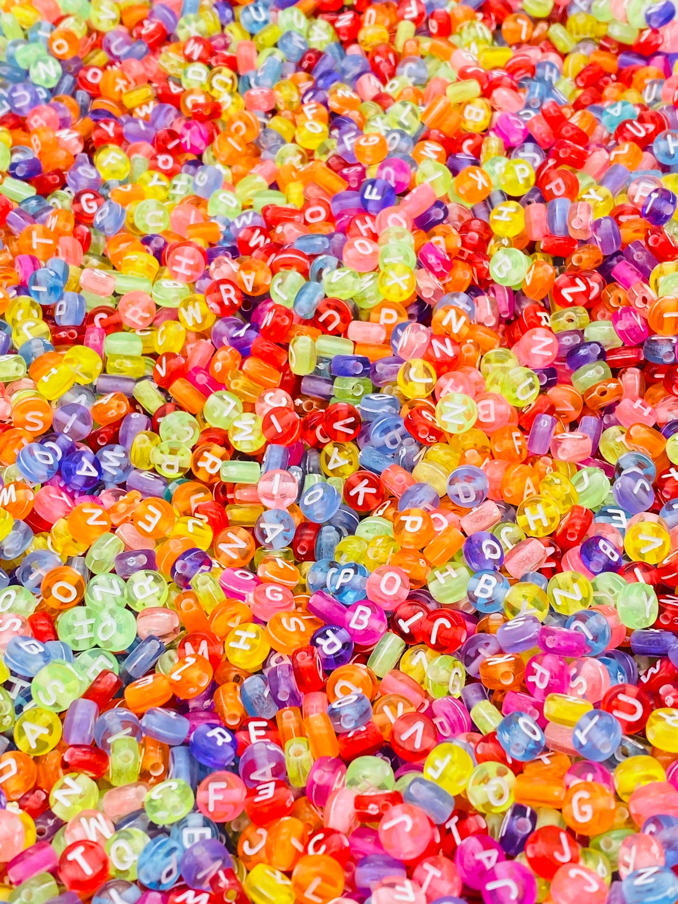 7mm Alphabet Beads Rainbow Alphabet Beads Transparent Beads Etsy