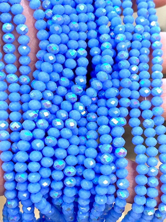 4mm Glass Faceted Beads, Cornflower, Blue Seed Beads, Jewelry