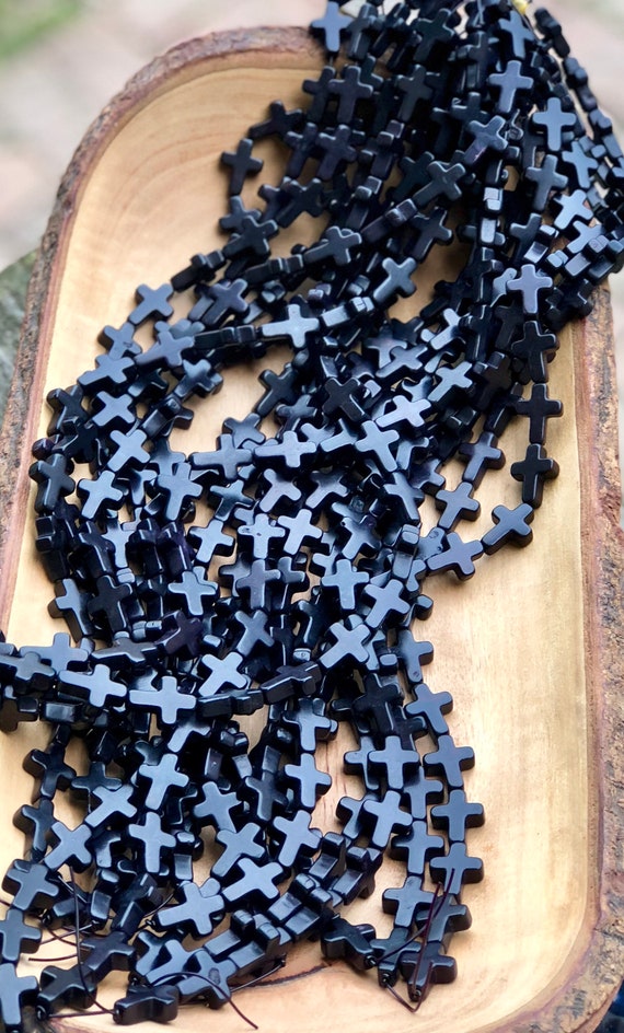 Abalorios en forma cruz negra abalorios negros abalorios - Etsy México