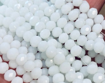4mm, 6mm Glass faceted beads, White color beads, jewelry making beads, bracelet beads,