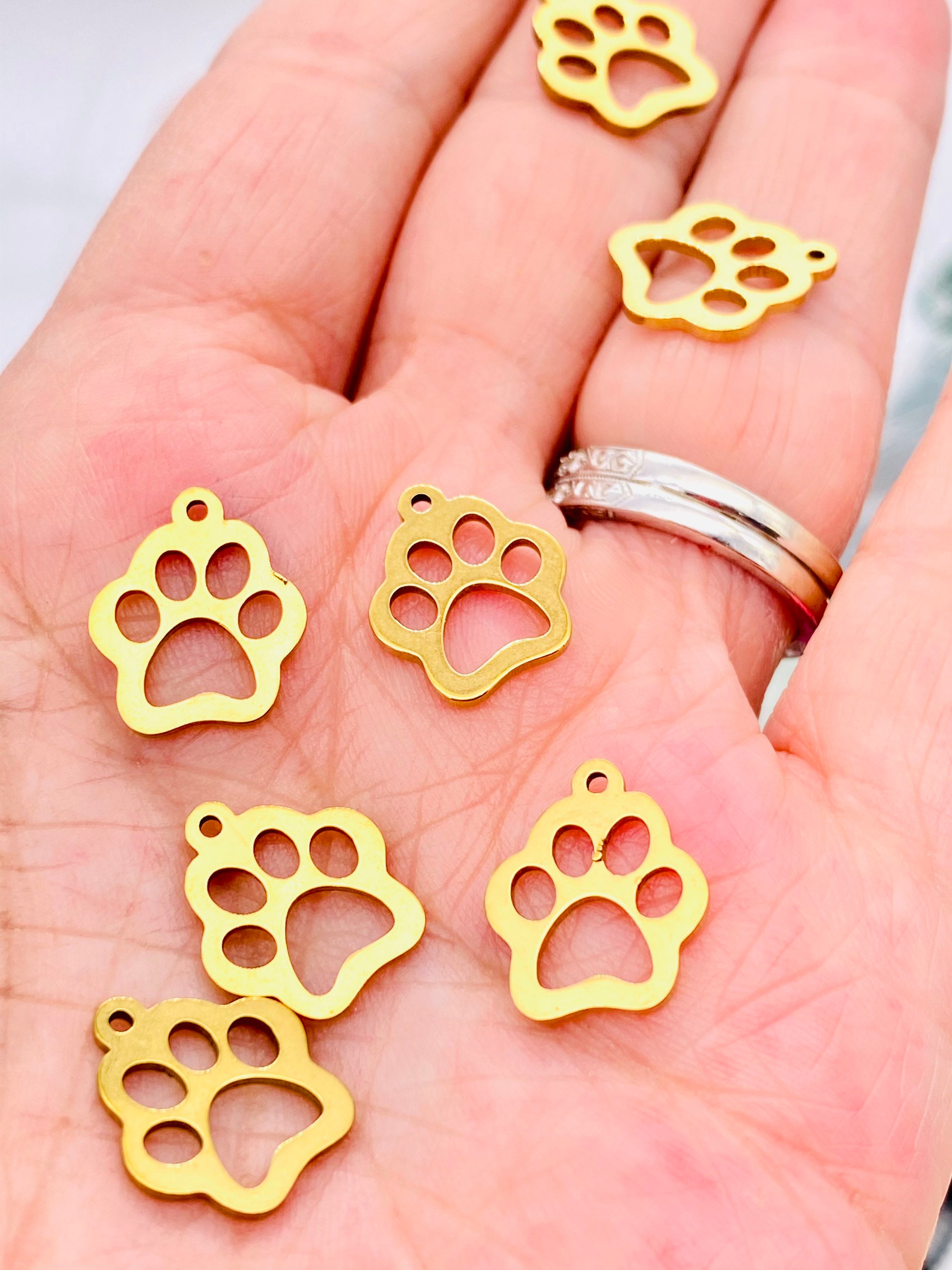 Dog Paw Charms Dog Charms Gold Charms Silver Charms Animal Etsy