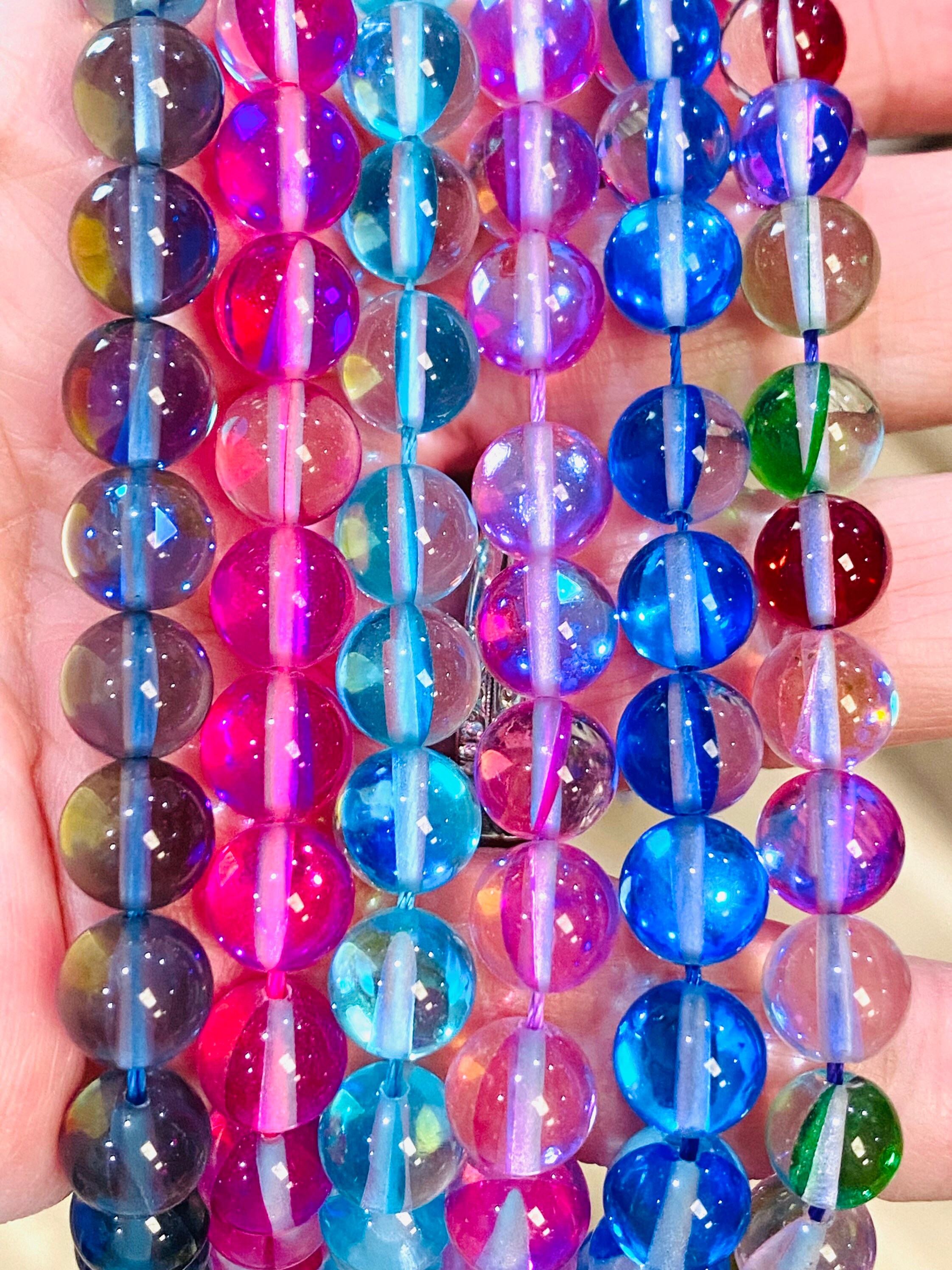 6mm 8mm Aura Crystal Glass Beads Bracelet Beads Cat Eye Etsy