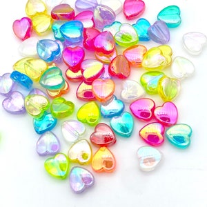8mm Heart shaped acrylic heart rainbow beads beads for kids, bracelet beads, jewelry beads, focal beads, 25 beads per pack