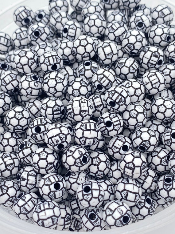 12mm Acrylic Soccer Ball Beads, Bracelet Beads, Sports Beads, Soccer Beads,  Jewelry Making Beads, Bracelet Making 