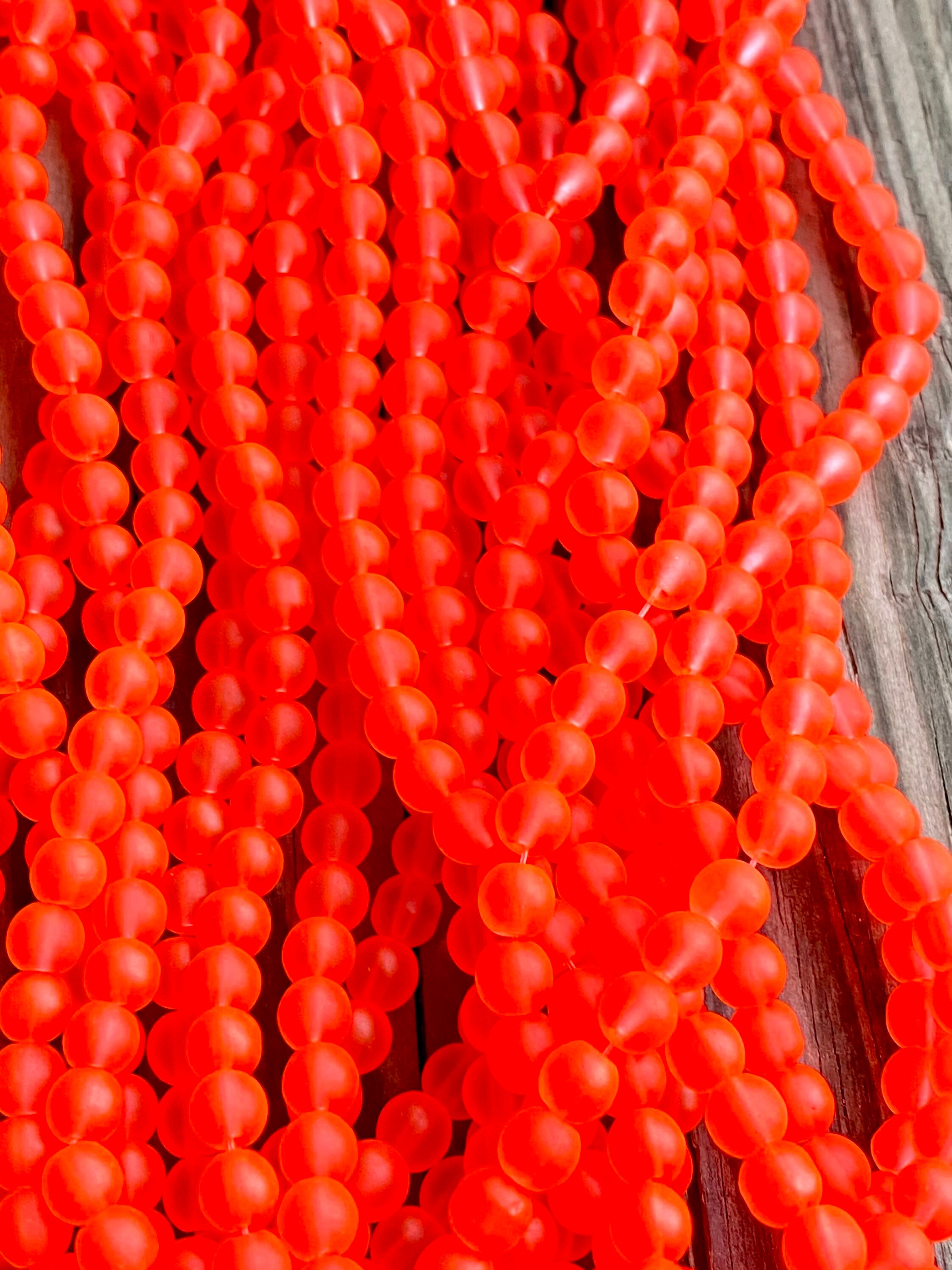 6mm 8mm Frosted glass beads Neon Orange beads glass beads Etsy