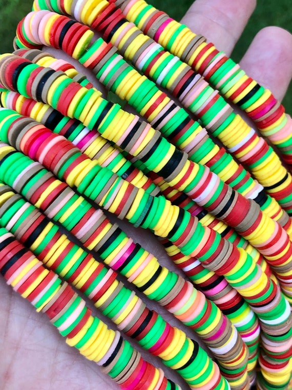 8mm Vinyl Heishi Beads, Bob Marley Colors, African Vinyl Beads, Bracelet  Beads, Jewelry Beads, 350-400 Beads per Strand, Stretchy Bracelets 