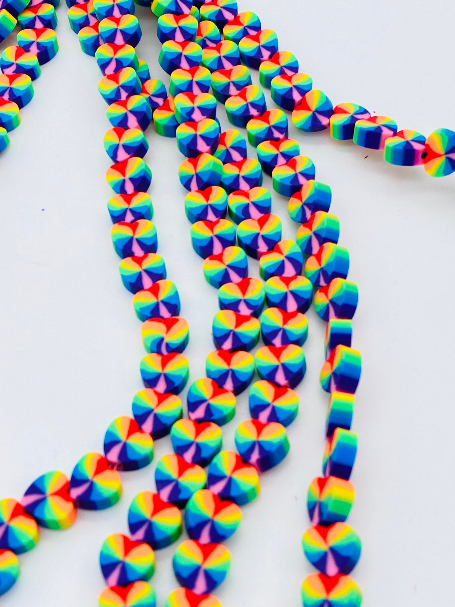 10mm Heart Shaped Beads Tye Dye Beads Polymer Clay Beads Vinyl Etsy