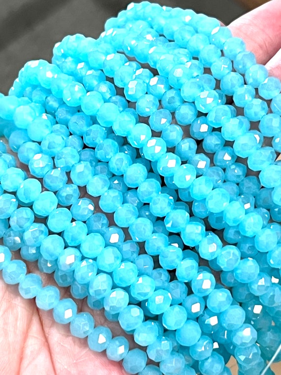 Buy 6mm Glass Beads, Clear Blue Water Beads, Jewelry Making Beads,faceted  Beads, Rondelle Shaped Beads, Blue Beads, Bracelet Beads Online in India 