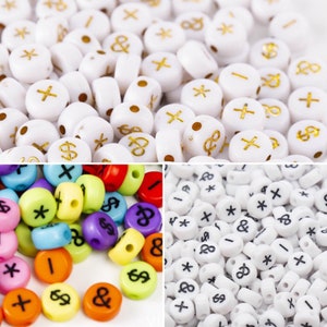 7mm acrylic symbol beads, bracelet beads, jewelry making beads, symbols, beads for kids, 100 beads per pack