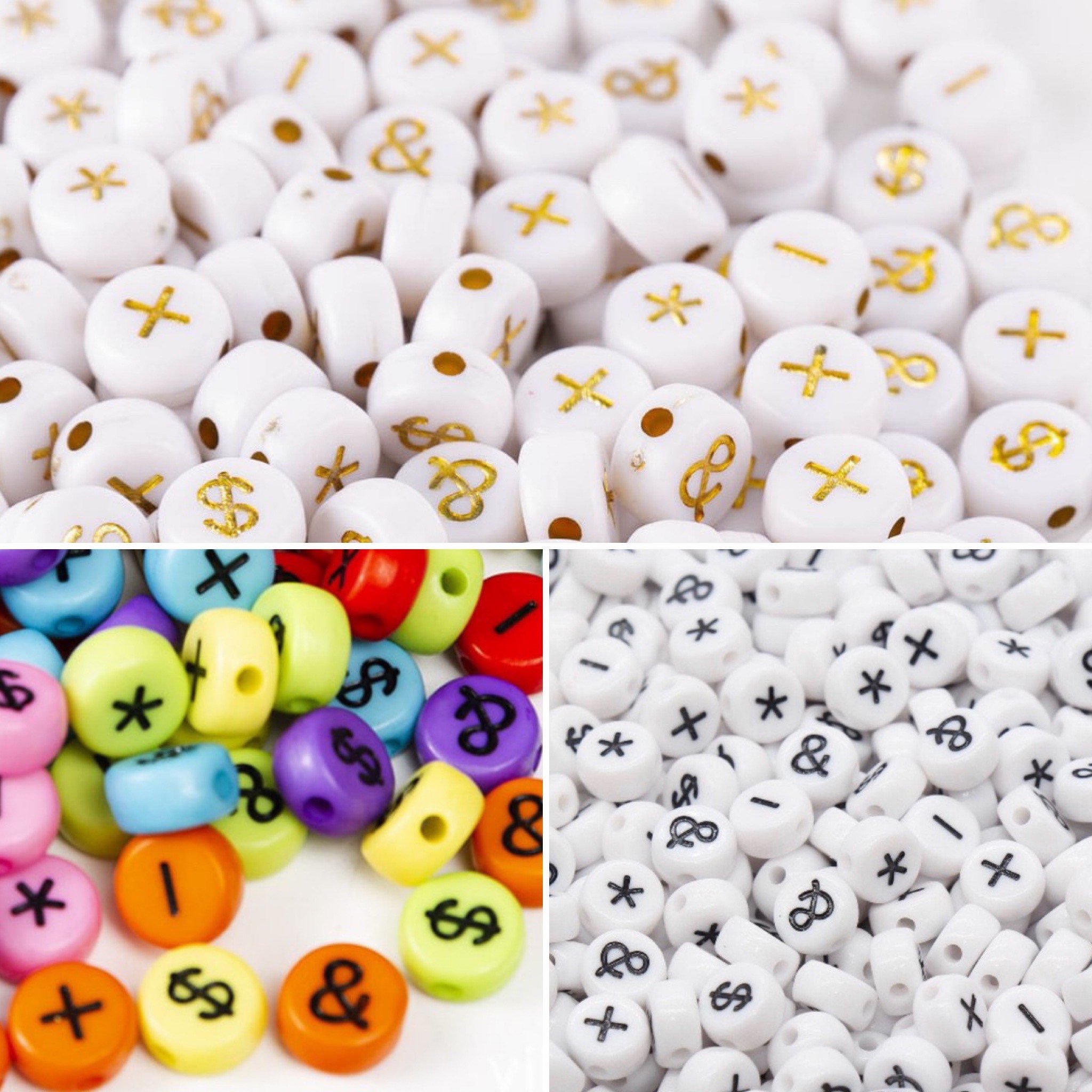 Plastic White 7mm Round Number Beads, Single Numbers, 100 beads