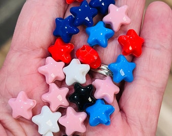 11mm white star beads, acrylic beads, bracelet beads, jewelry making beads, star shaped beads focal beads 25 beads per pack big star beads