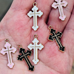 Enamel charms, cross charms, bracelet charms, jewelry charms, charm bracelets, cross shaped charms, cute charms