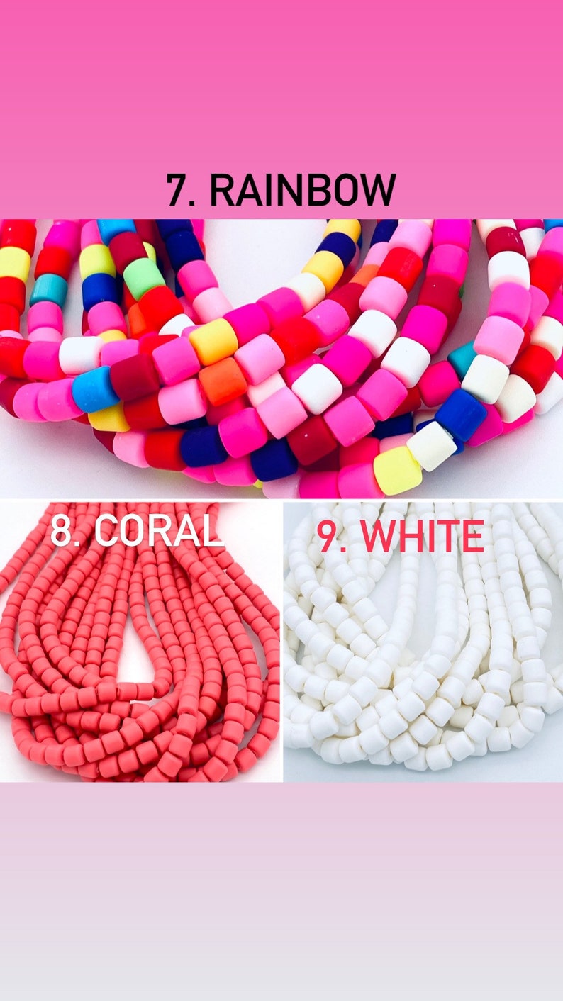 6mm Polymer Clay Beads Tube Shaped Beads Rainbow Beads Etsy