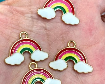 Rainbow charms, bracelet charms, jewelry making, charm bracelets, rainbow shaped charms, jewelry charms , 5 charms per pack