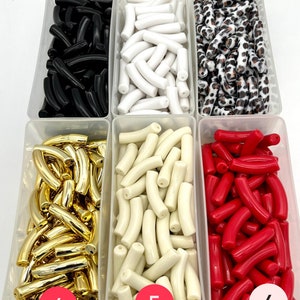 1 bead per pack 8mm Skinny Bamboo Acrylic tube beads. 1 bead per pack, curved tube beads, jewelry beads, acrylic tube beads