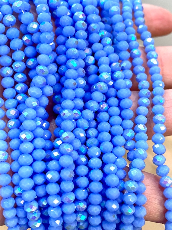 4mm Glass Faceted Beads, Cornflower, Blue Seed Beads, Jewelry Making Beads,  Spacer Beads, Glass Jewelry Beads 