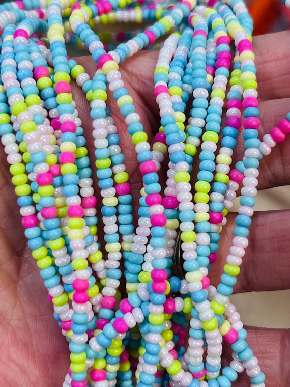 8/0 3mm Glass Seed Beads, 3mm Rainbow Seed Beads Wrap Bracelet Beads  Macrame Beads Jewelry Making Beads, Round Beads, 200 Beads per Strand 