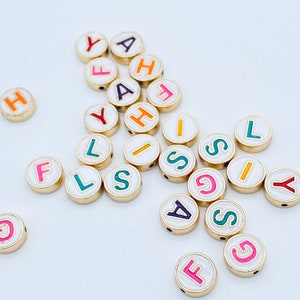 10mm enamel initial alphabet beads, Add on letter beads, bracelet beads, enamel letter beads, 1 bead per pack, personalized beads jewelry