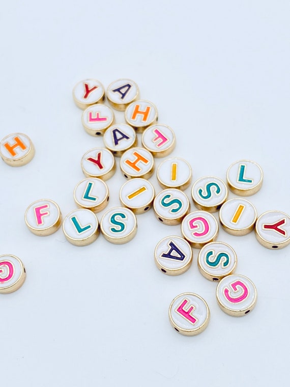 10mm Enamel Initial Alphabet Beads, Add on Letter Beads, Bracelet