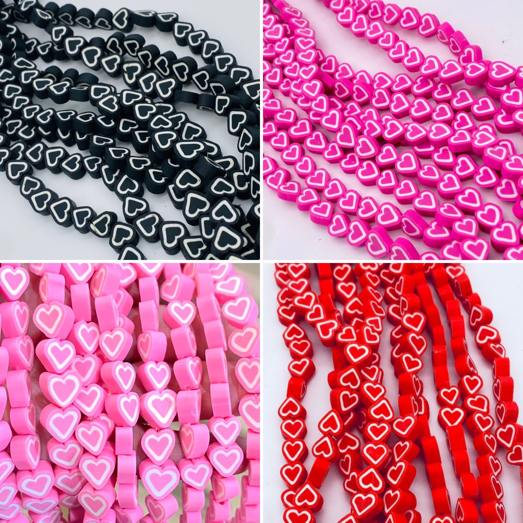NVENF 3000PCS+ Valentine’s Day Clay Beads for Jewelry Making, Red Pink Polymer Clay Heishi Beads, Enamel Heart Charms for Bracelet Necklace Earrings