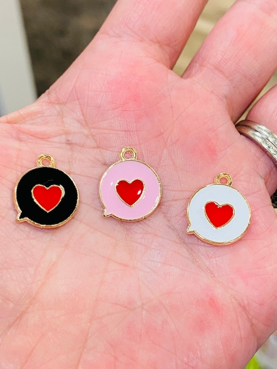 Enamel Heart Charms, Charm Bracelets, Jewelry Charms, Valentines Charms,  Love Charms, Charms With Hearts 