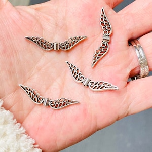 Angel wing beads gold wings silver wing beads jewelry beads focal beads bracelet beads 10 beads per pack